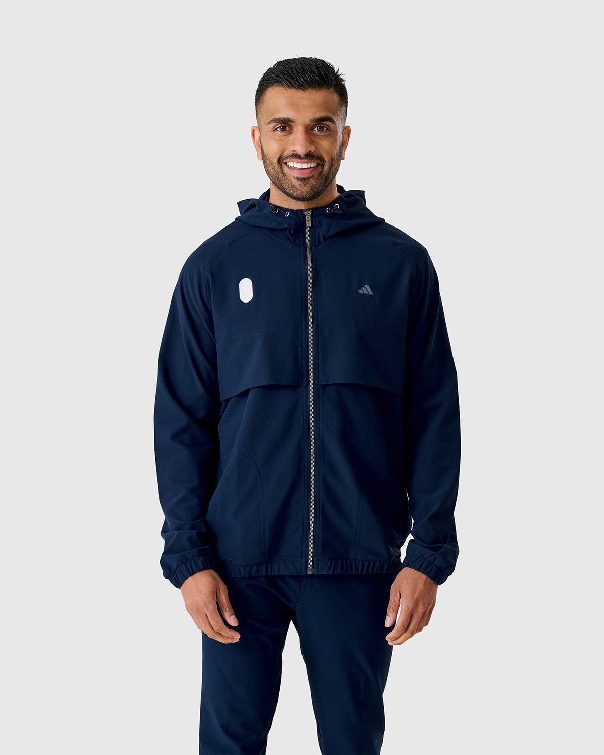NFFC Adidas Golf Go-To Navy Full Zip Windbreaker - Nottingham Forest FC