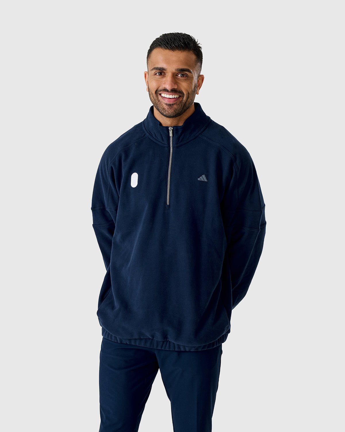 NFFC Adidas Golf Go-To Navy Hybrid 1/4 Top - Nottingham Forest FC