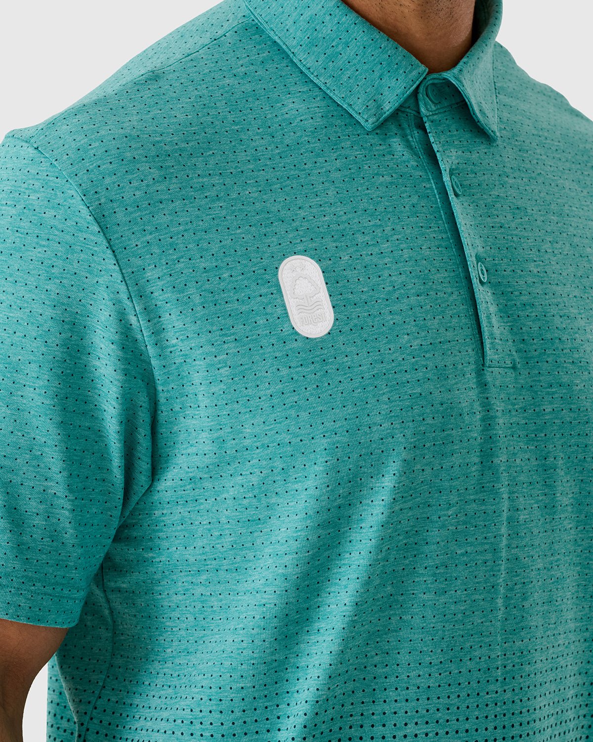 NFFC Adidas Golf Go-To Teal Rise Print Polo - Nottingham Forest FC