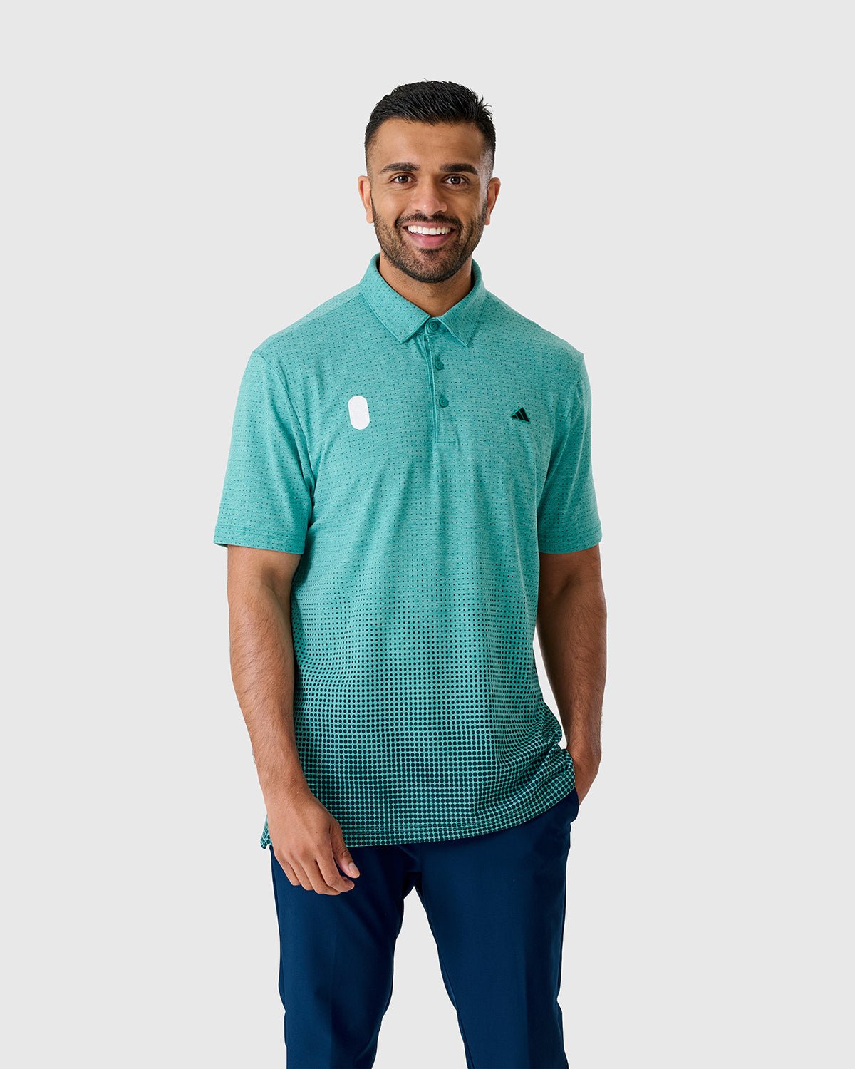 NFFC Adidas Golf Go-To Teal Rise Print Polo - Nottingham Forest FC