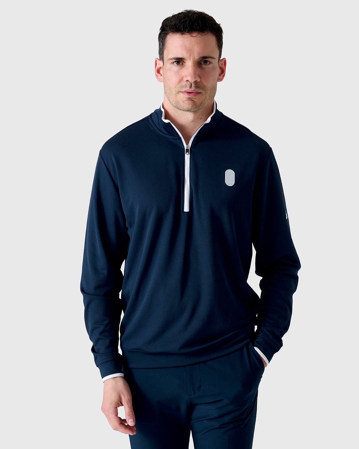 NFFC Adidas Golf Navy Lightweight 1/4 Zip Top - Nottingham Forest FC