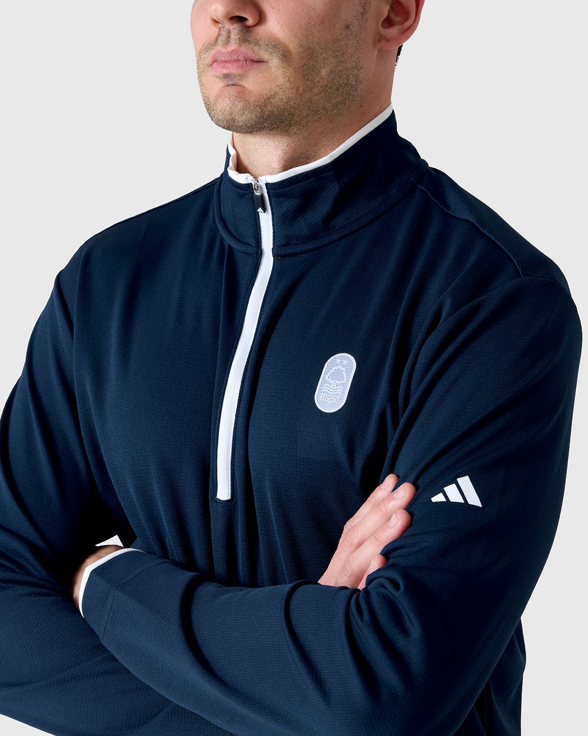 NFFC Adidas Golf Navy Lightweight 1/4 Zip Top - Nottingham Forest FC