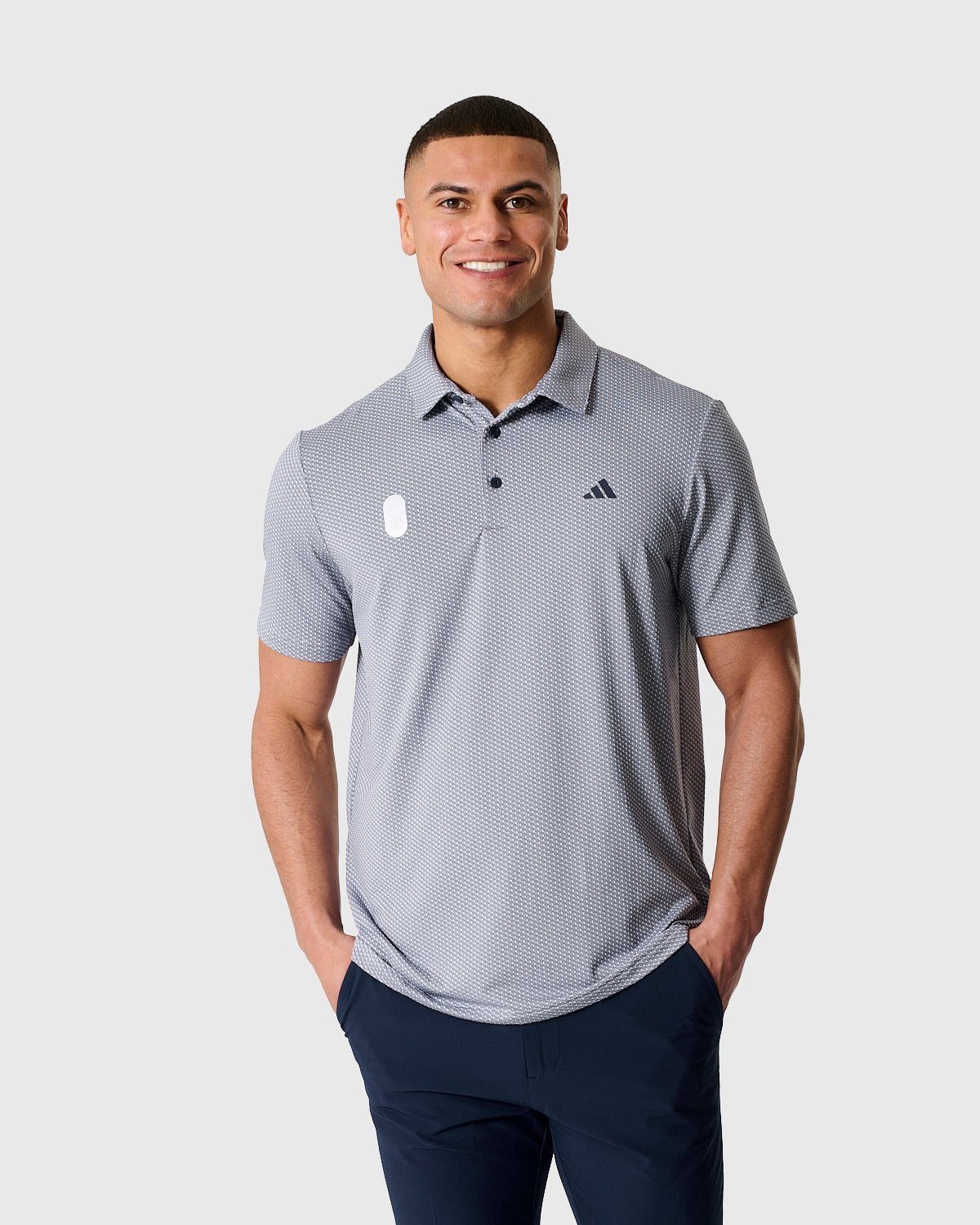 NFFC Adidas Golf Performance Textured Navy Polo - Nottingham Forest FC