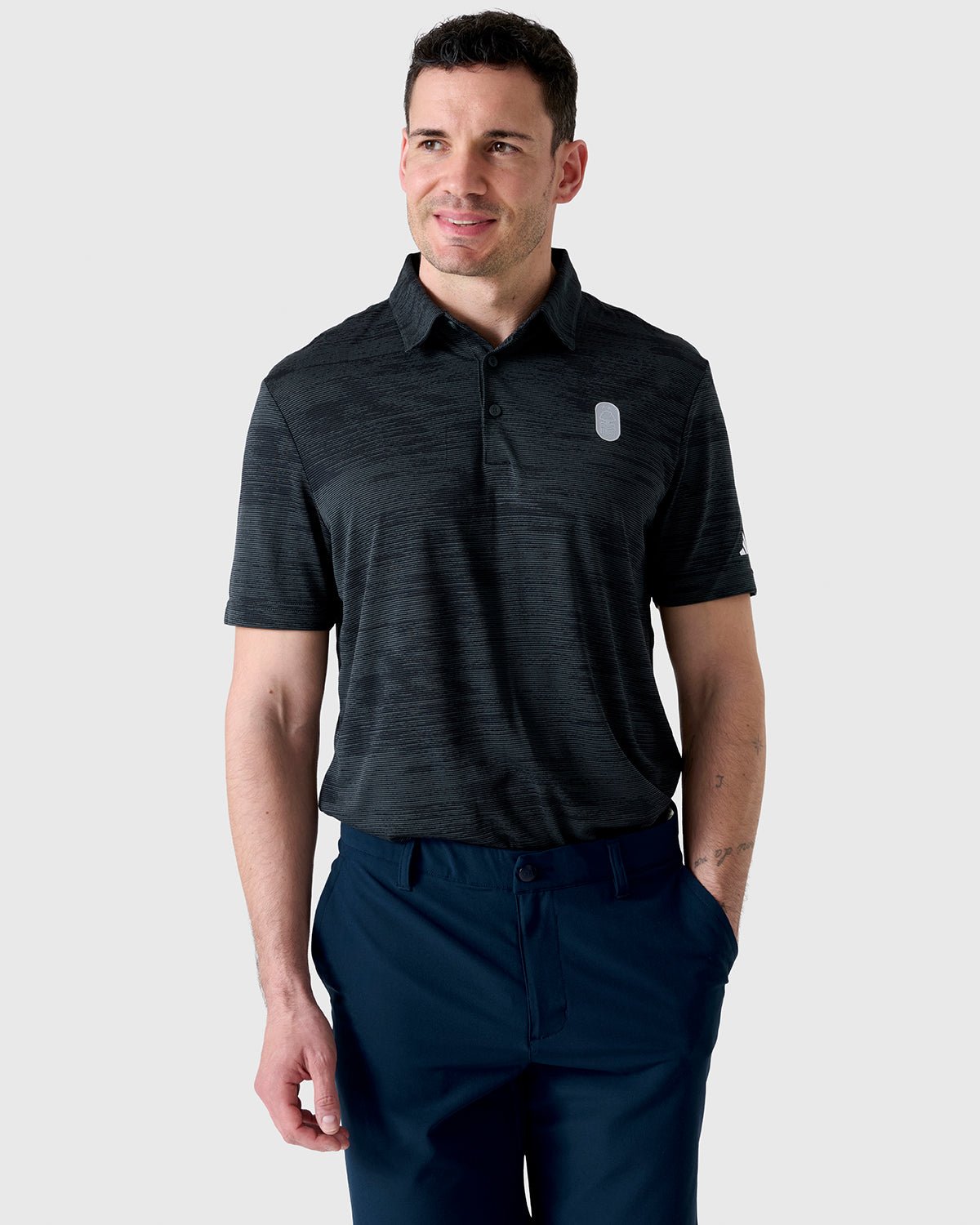 NFFC Adidas Golf Ultimate365 Black Textured Polo - Nottingham Forest FC