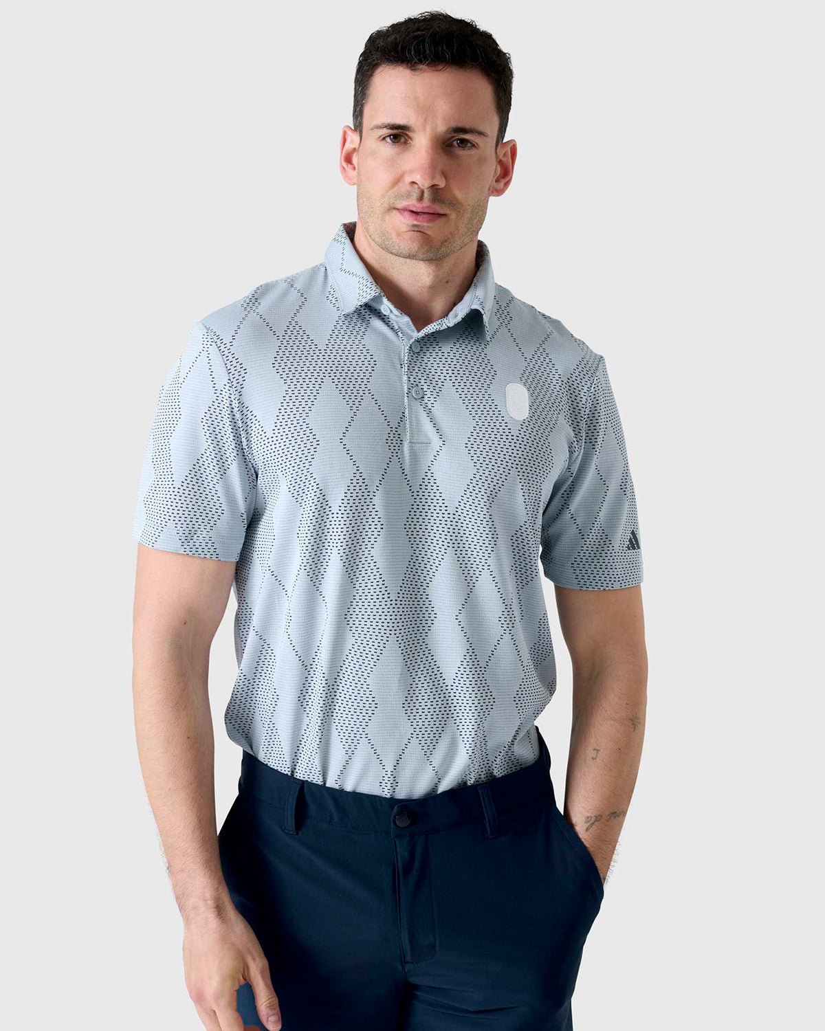 NFFC Adidas Golf Ultimate365 Blue Micro Textured Polo - Nottingham Forest FC