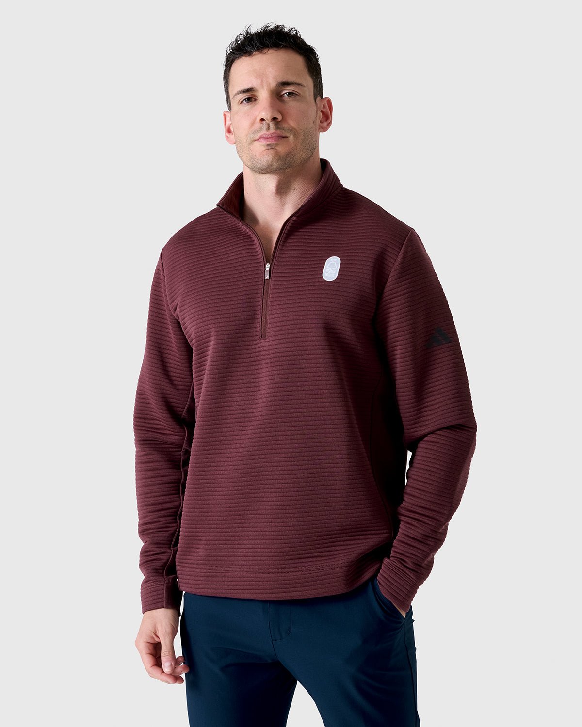 NFFC Adidas Golf Ultimate365 DWR Textured 1/4 Zip Top - Nottingham Forest FC