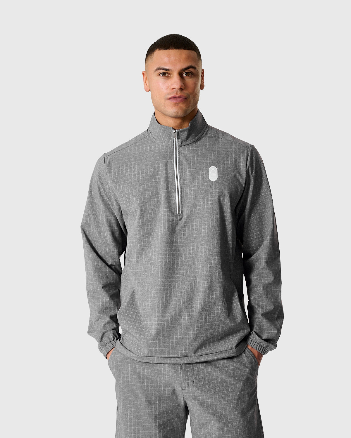 NFFC Adidas Golf Ultimate365 Grey Woven 1/4 Zip Top - Nottingham Forest FC
