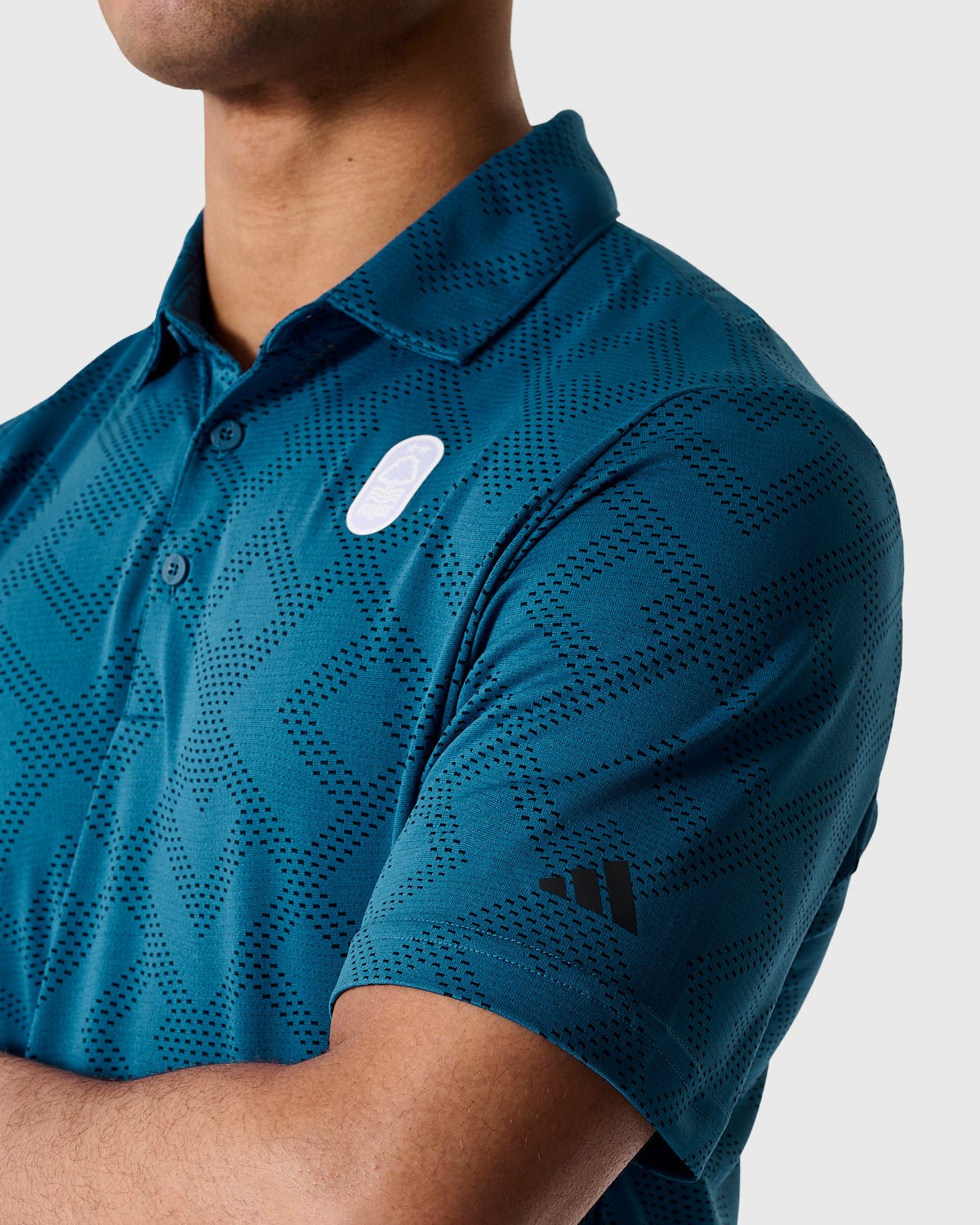 NFFC Adidas Golf Ultimate365 Jacquard Navy Polo - Nottingham Forest FC