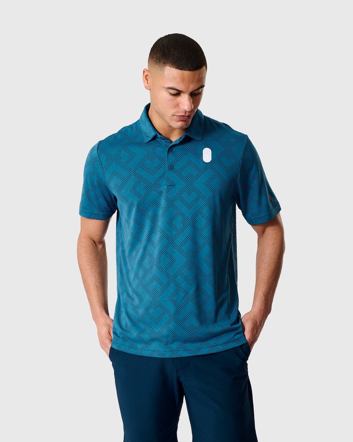 NFFC Adidas Golf Ultimate365 Jacquard Navy Polo - Nottingham Forest FC