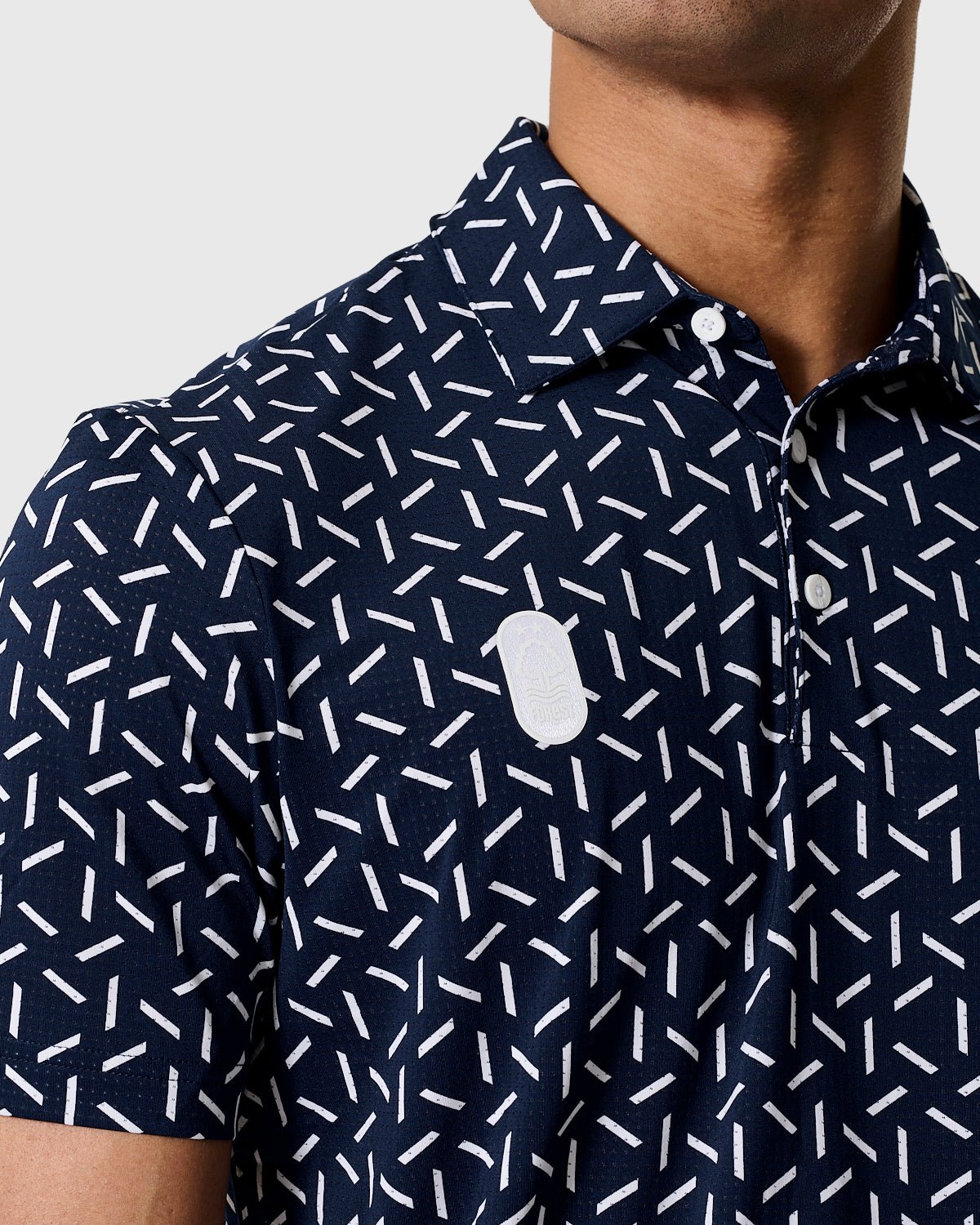 NFFC Adidas Golf Ultimate365 Navy Mesh Print Polo - Nottingham Forest FC