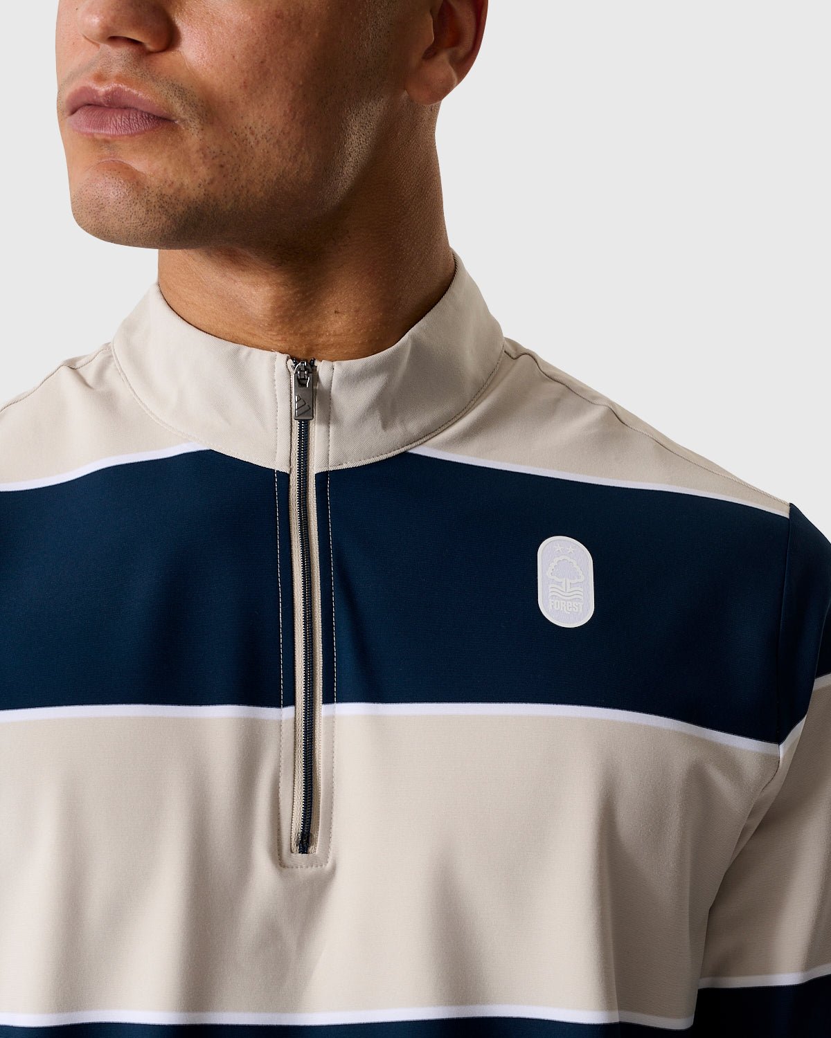 NFFC Adidas Golf Ultimate365 Navy Stripe 1/4 Zip Top - Nottingham Forest FC