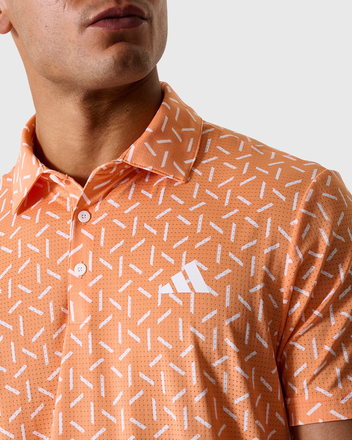 NFFC Adidas Golf Ultimate365 Orange Mesh Print Polo - Nottingham Forest FC