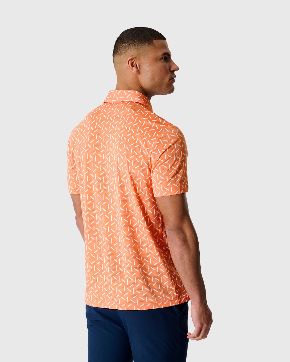 NFFC Adidas Golf Ultimate365 Orange Mesh Print Polo - Nottingham Forest FC