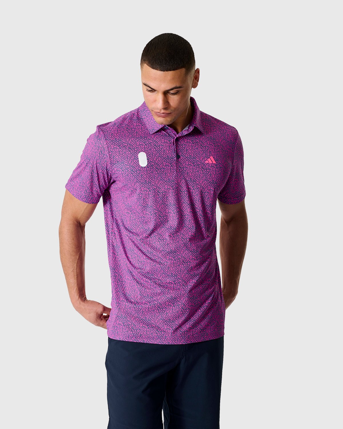 NFFC Adidas Golf Ultimate365 Print Pink Polo - Nottingham Forest FC