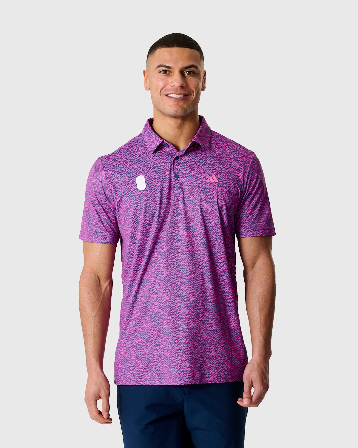 NFFC Adidas Golf Ultimate365 Print Pink Polo - Nottingham Forest FC