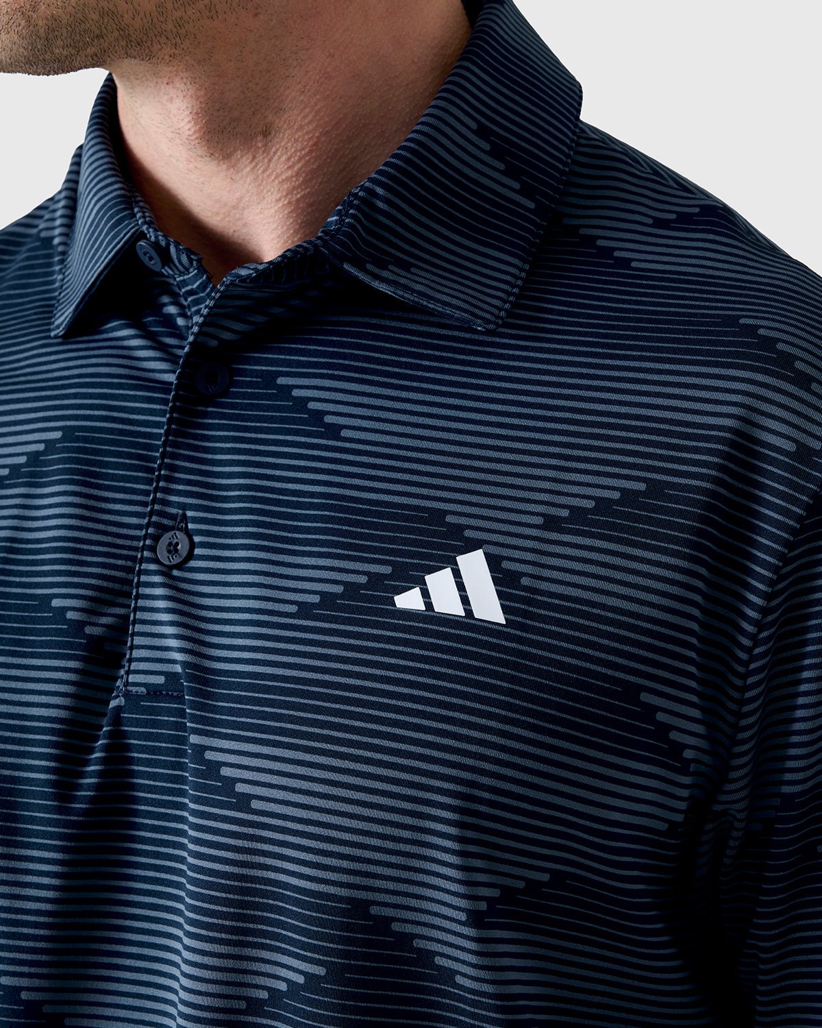 NFFC Adidas Golf Ultimate365 Speed Stripe Navy Polo Shirt - Nottingham Forest FC