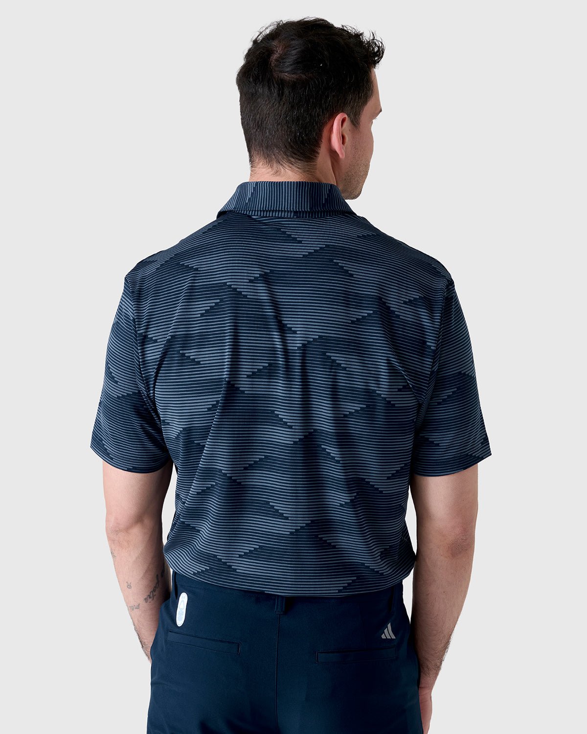 NFFC Adidas Golf Ultimate365 Speed Stripe Navy Polo Shirt - Nottingham Forest FC