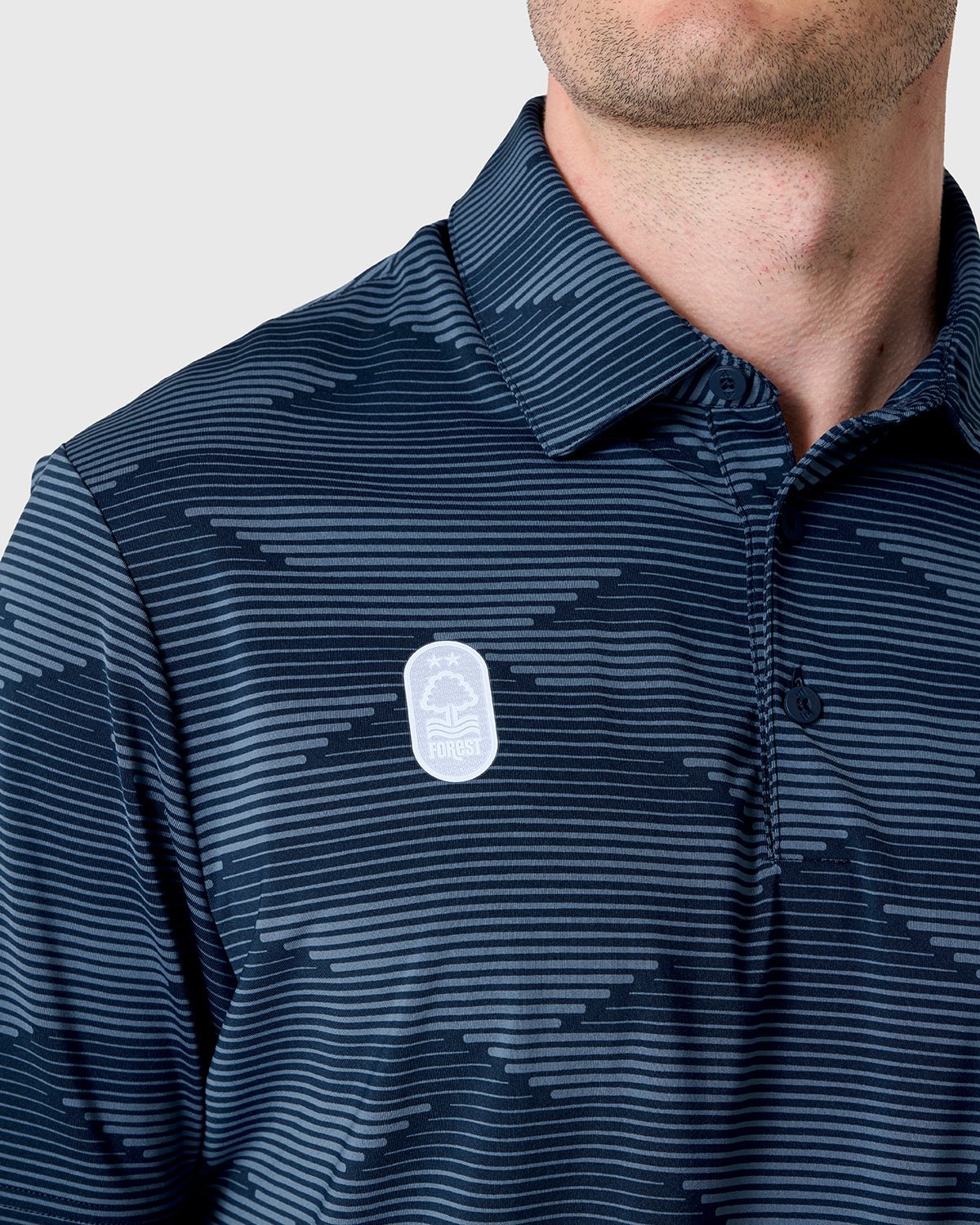 NFFC Adidas Golf Ultimate365 Speed Stripe Navy Polo Shirt - Nottingham Forest FC