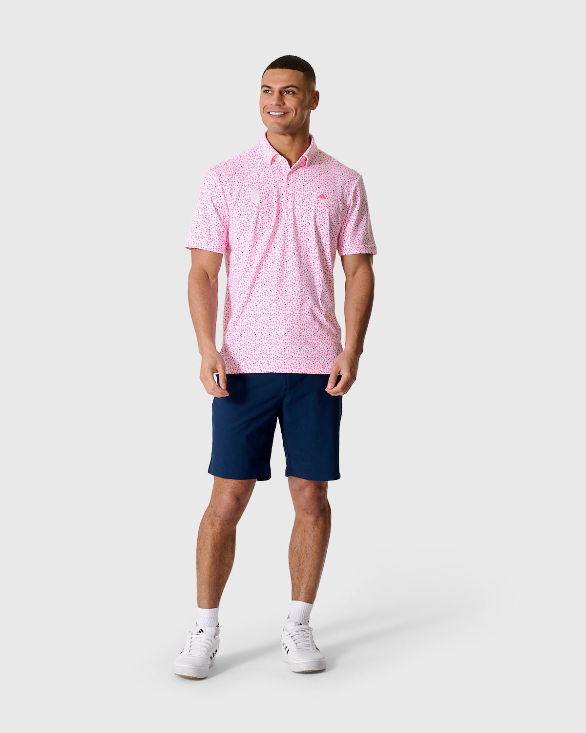 NFFC Adidas Golf Ultimate365+ White Print Polo - Nottingham Forest FC