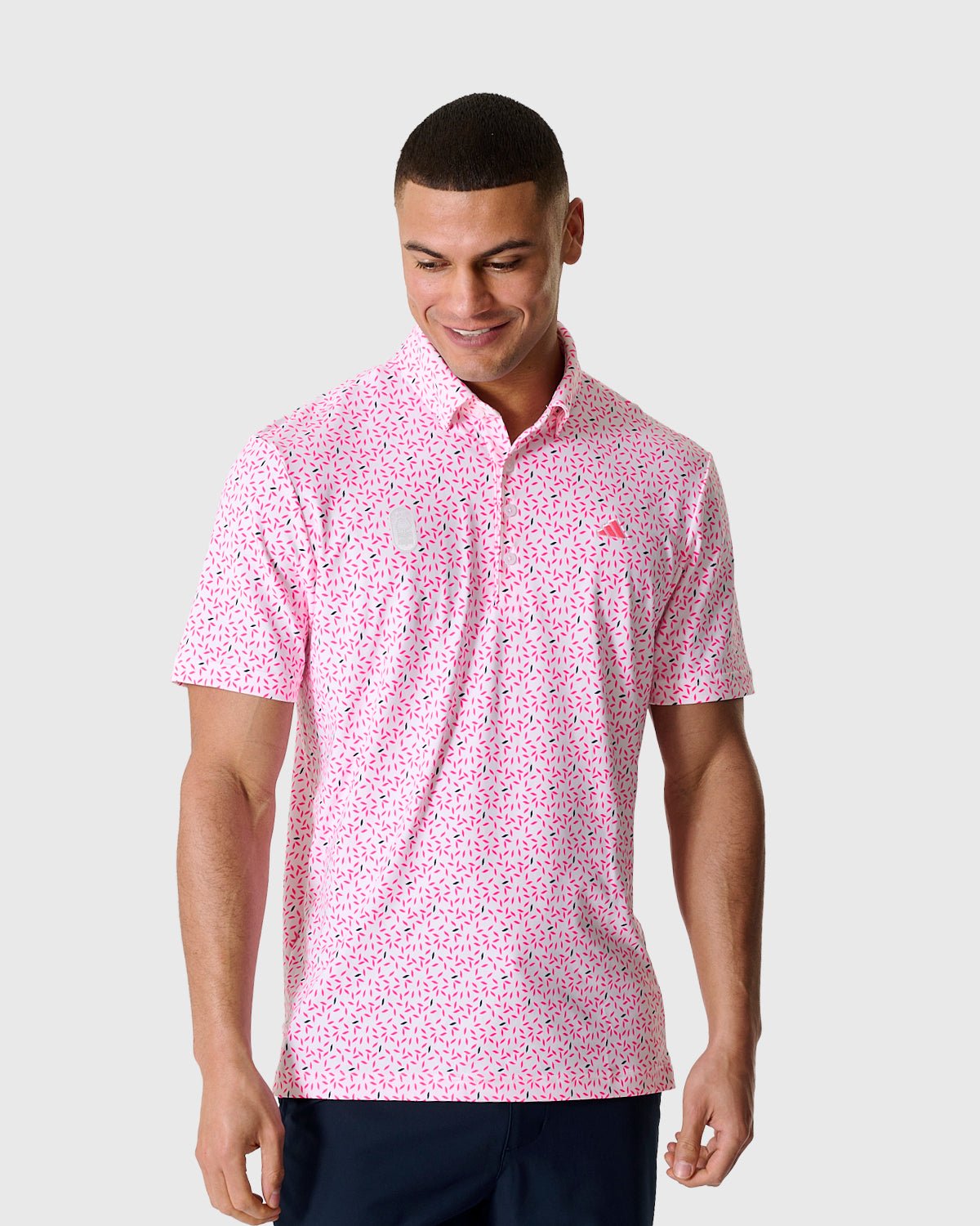 NFFC Adidas Golf Ultimate365+ White Print Polo - Nottingham Forest FC