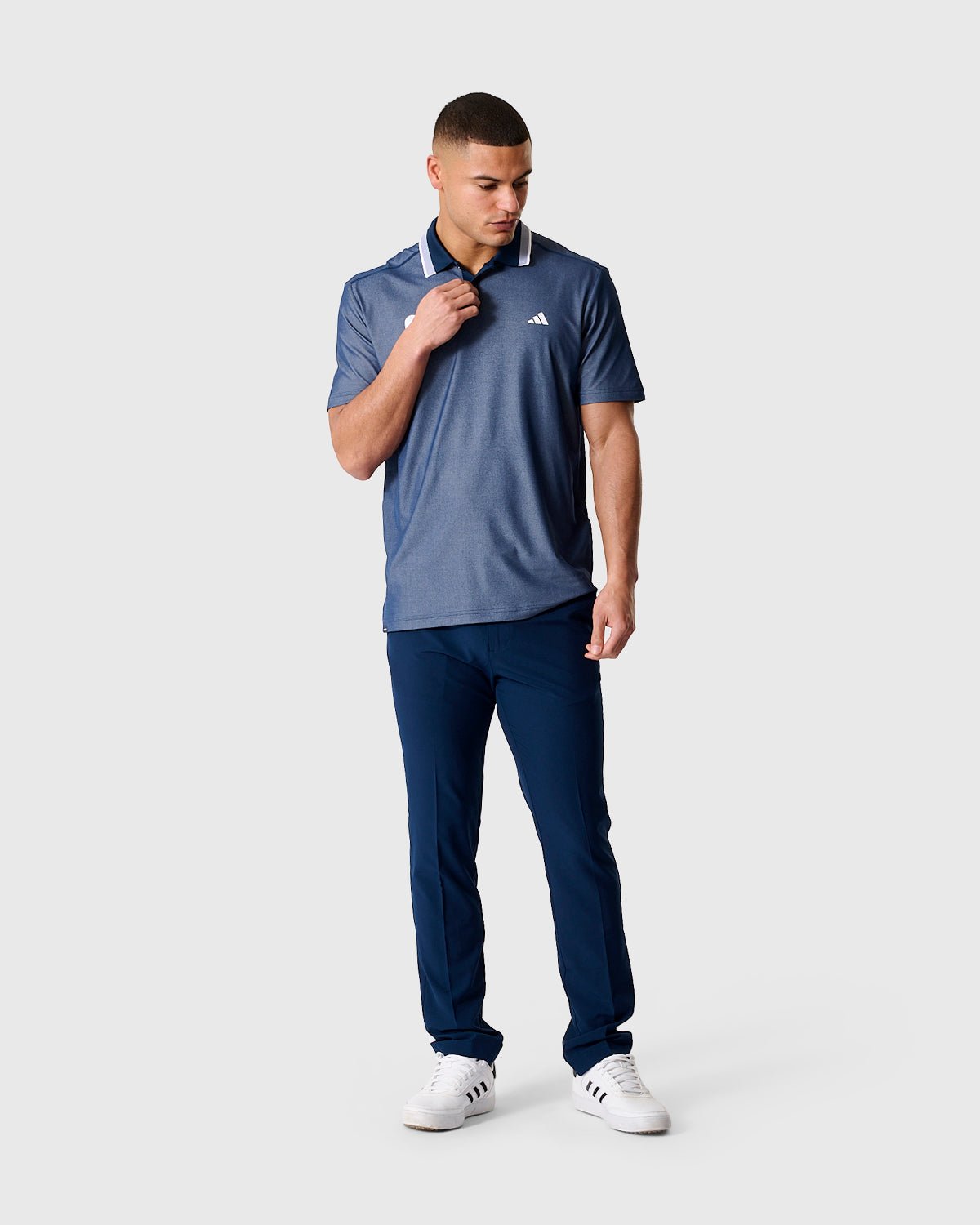 NFFC Adidas Golf Ultimate65 Navy Twist Knit Polo - Nottingham Forest FC