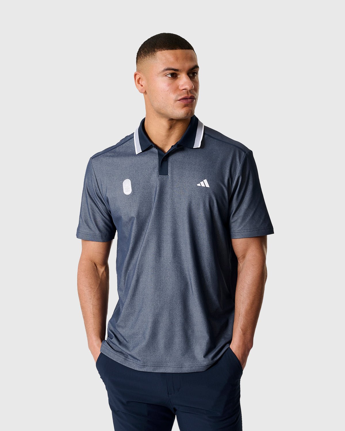 NFFC Adidas Golf Ultimate65 Navy Twist Knit Polo - Nottingham Forest FC