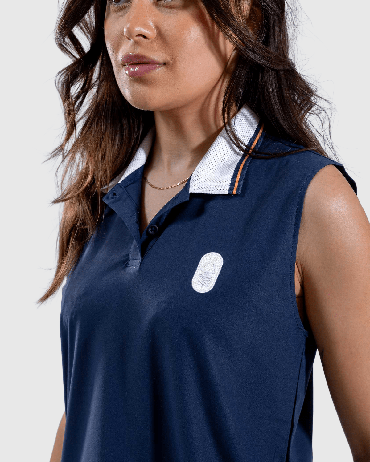 NFFC Adidas Golf Women's Navy Beyond Twist Knit Polo - Nottingham Forest FC