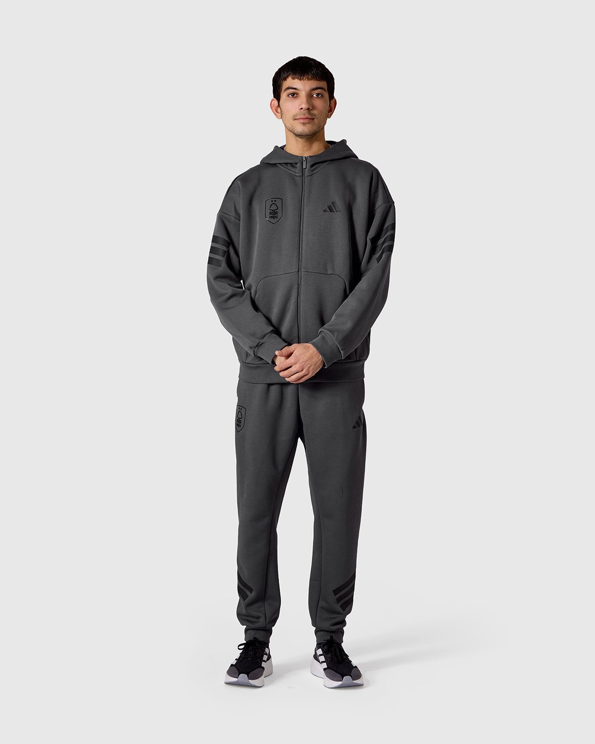 NFFC adidas Grey Future Icons 3-Stripe Joggers - Nottingham Forest FC
