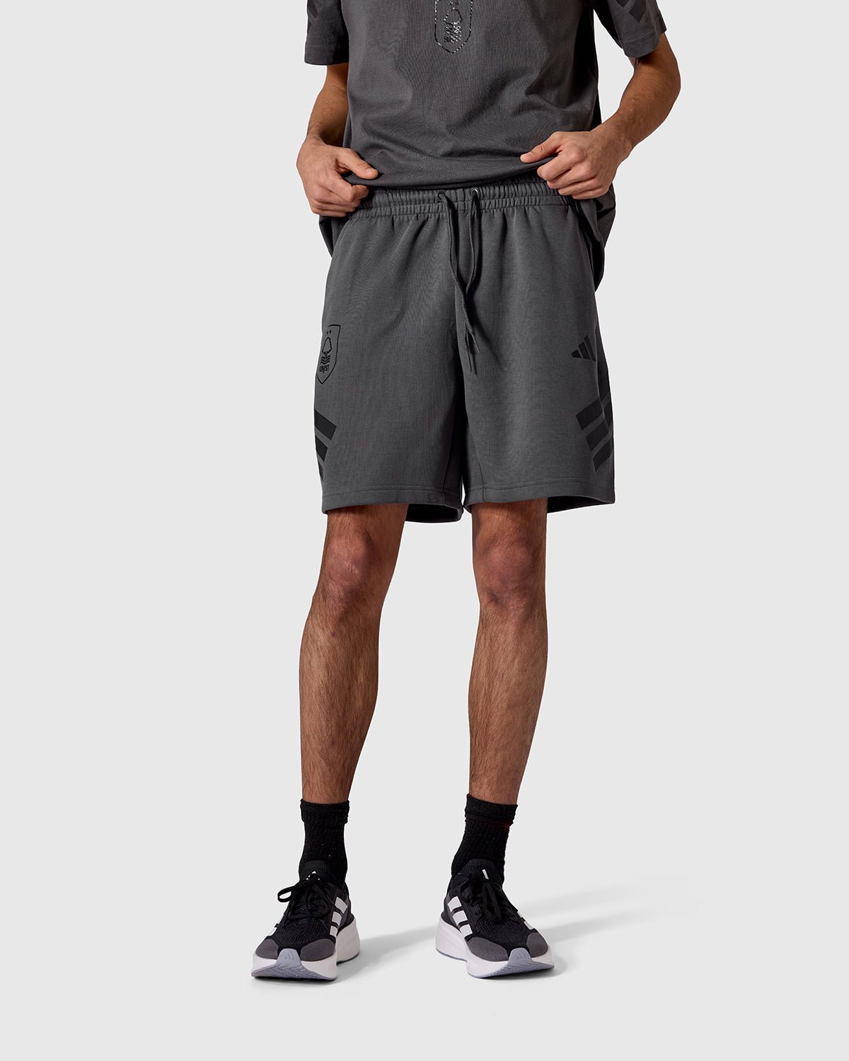 NFFC adidas Grey Future Icons 3-Stripe Shorts - Nottingham Forest FC