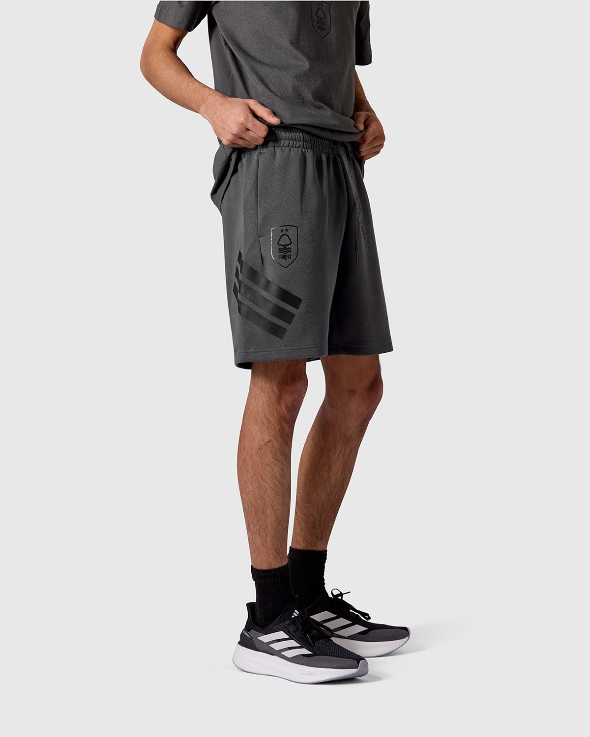 NFFC adidas Grey Future Icons 3-Stripe Shorts - Nottingham Forest FC