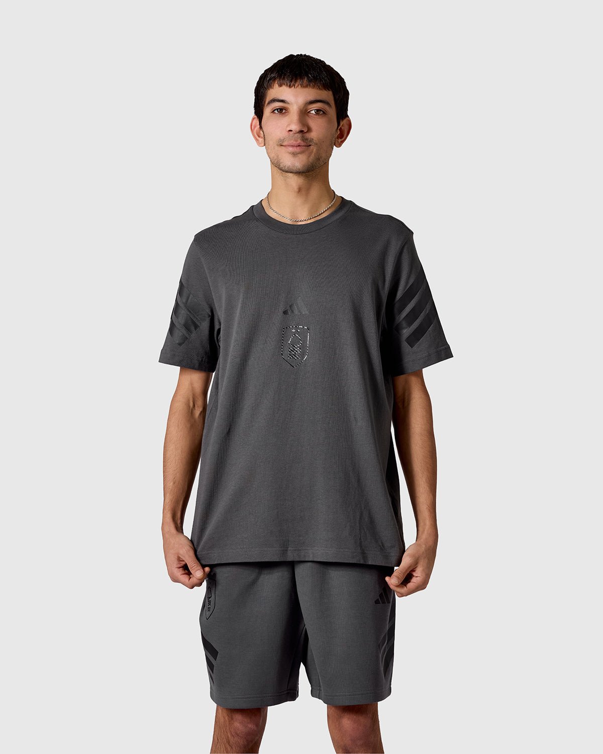 NFFC adidas Grey Future Icons 3-Stripe T-Shirt - Nottingham Forest FC
