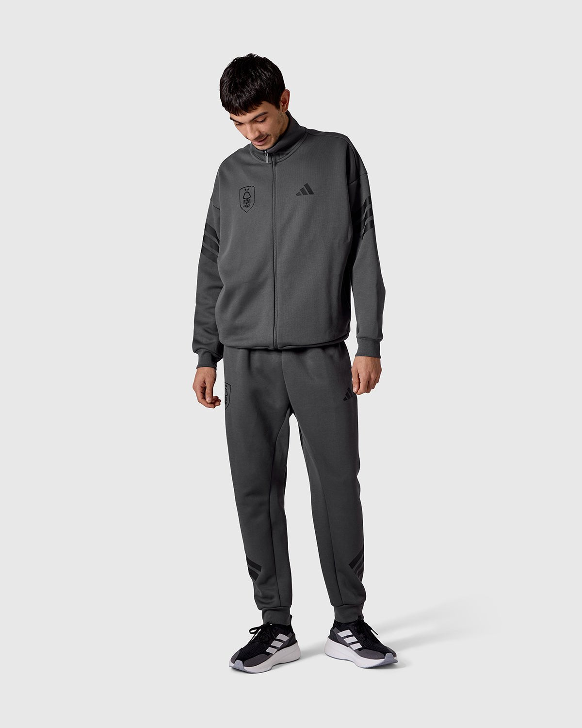 NFFC adidas Grey Future Icons 3-Stripe Track Top - Nottingham Forest FC