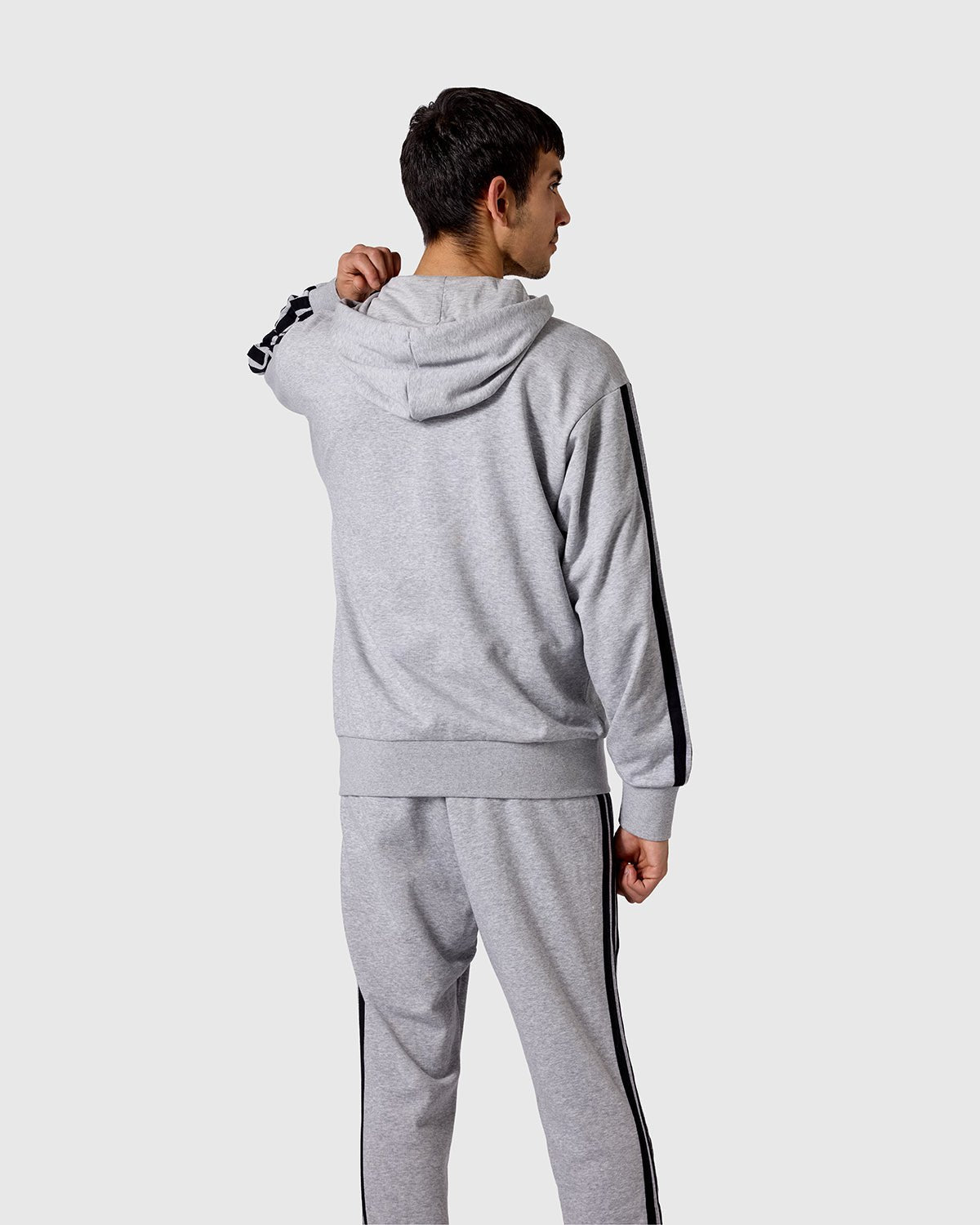 NFFC adidas Grey Marl 3-Stripe Full Zip Hoodie - Nottingham Forest FC