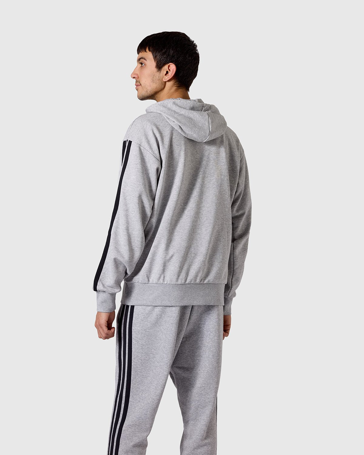 NFFC adidas Grey Marl 3-Stripe Hoodie - Nottingham Forest FC