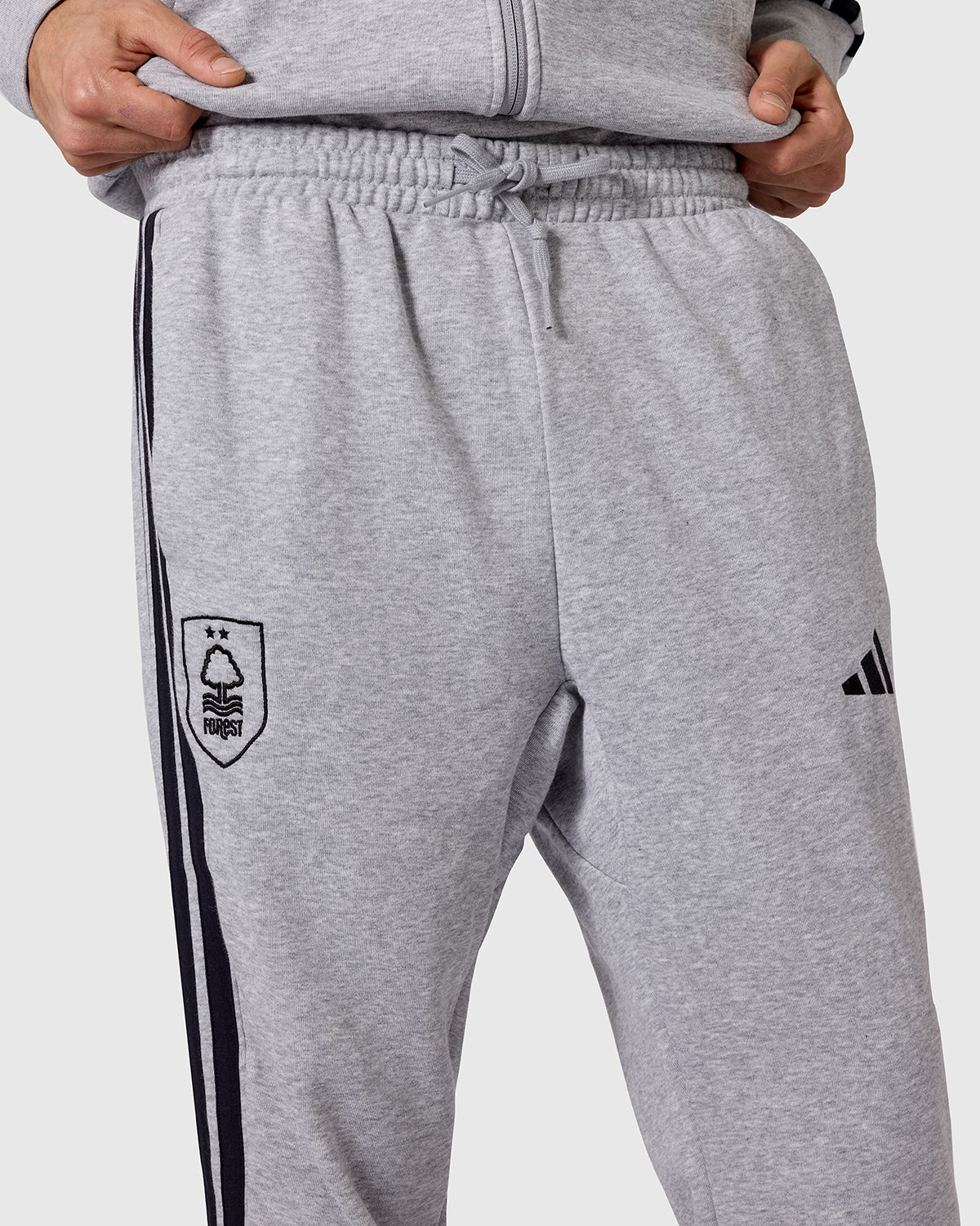NFFC adidas Grey Marl 3-Stripe Pants - Nottingham Forest FC