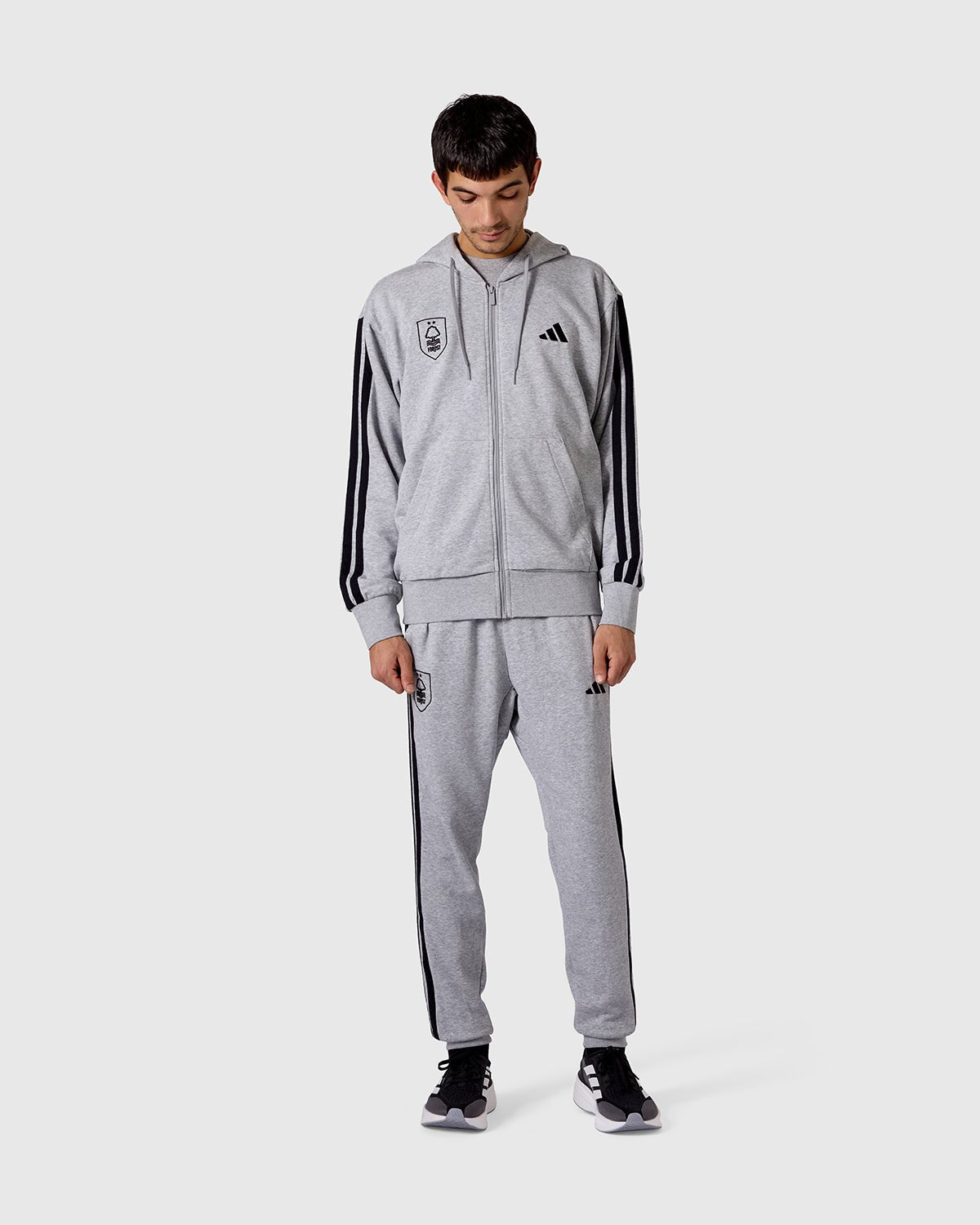 NFFC adidas Grey Marl 3-Stripe Pants - Nottingham Forest FC