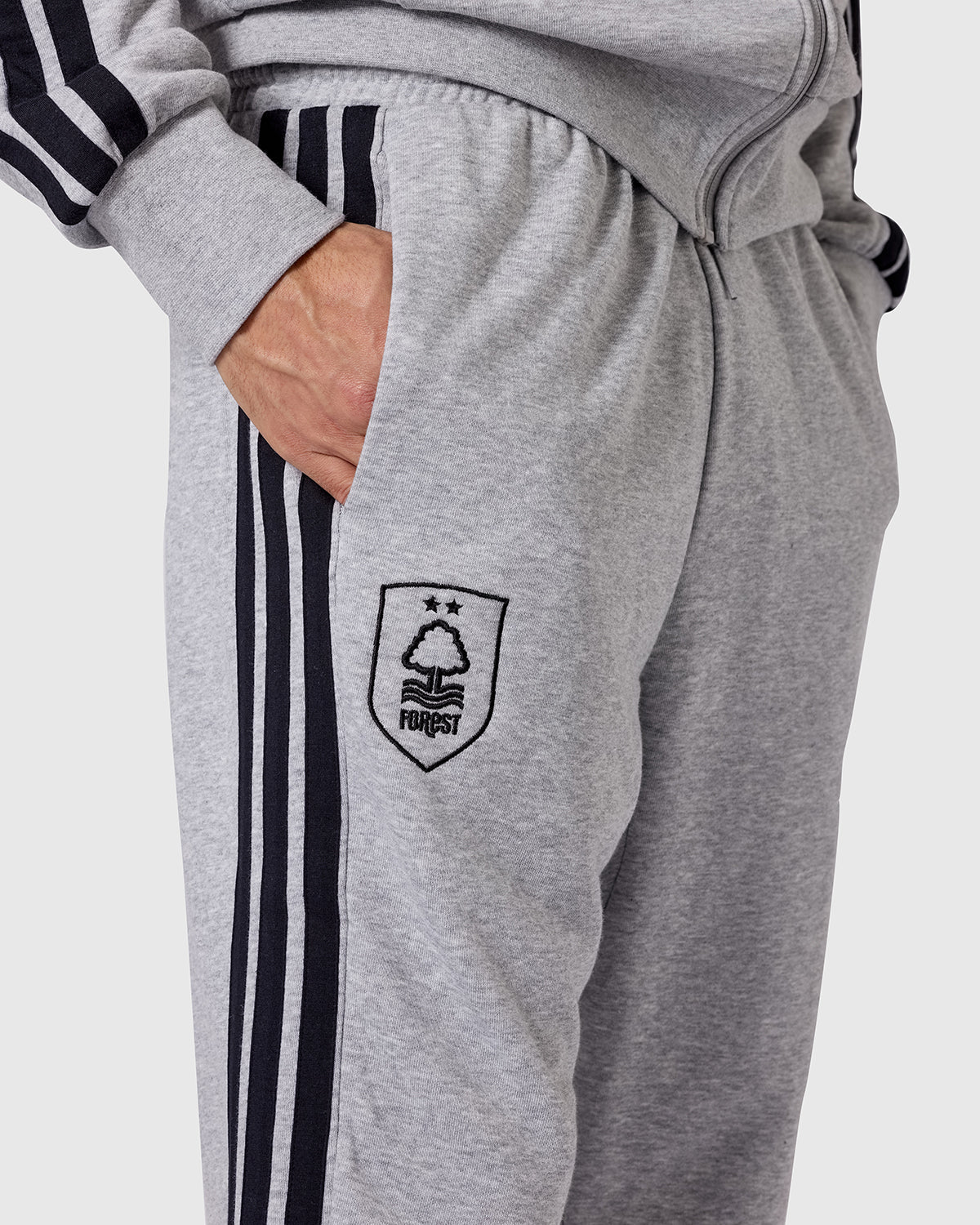 NFFC adidas Grey Marl 3-Stripe Pants - Nottingham Forest FC