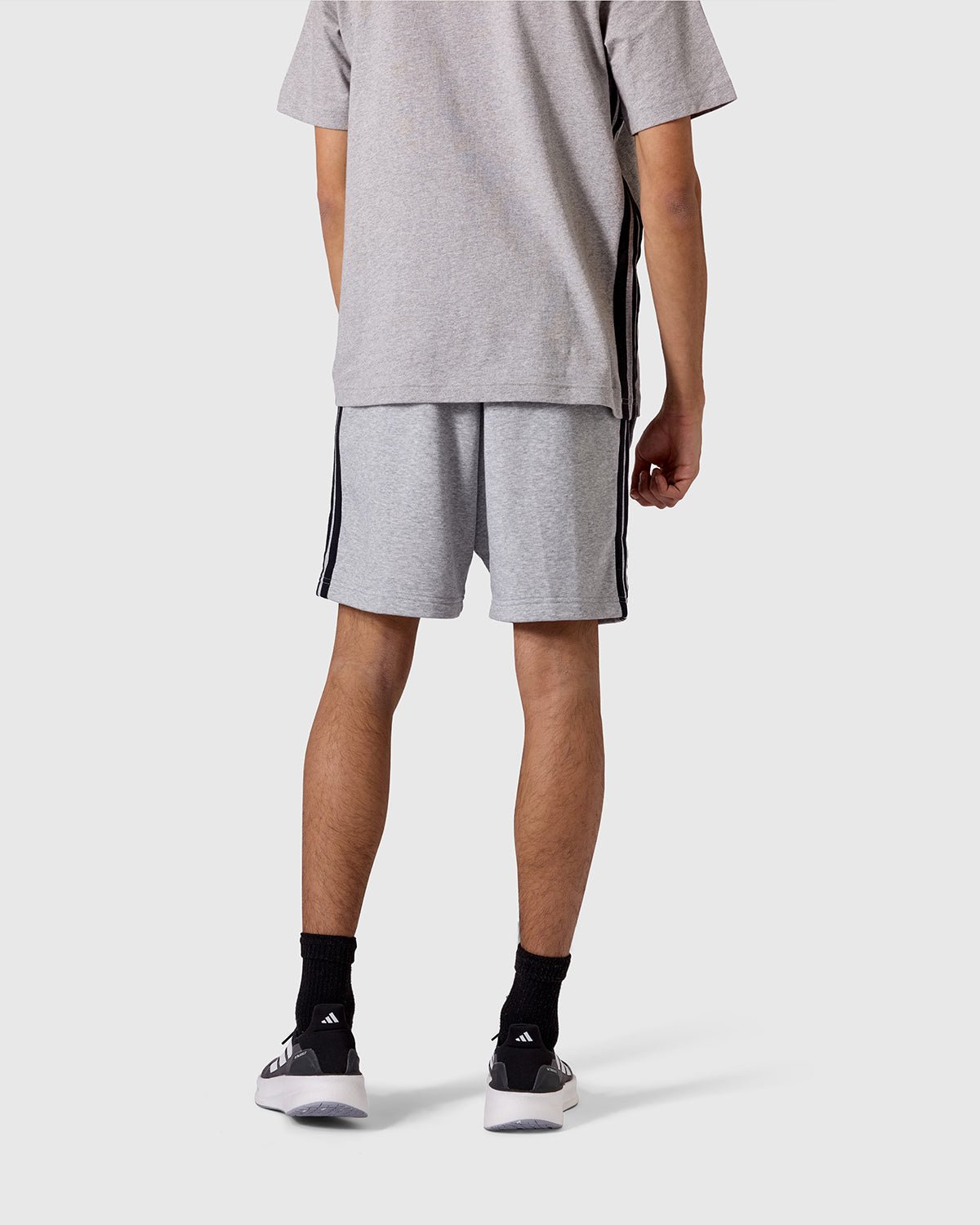 NFFC adidas Grey Marl 3-Stripe Shorts - Nottingham Forest FC