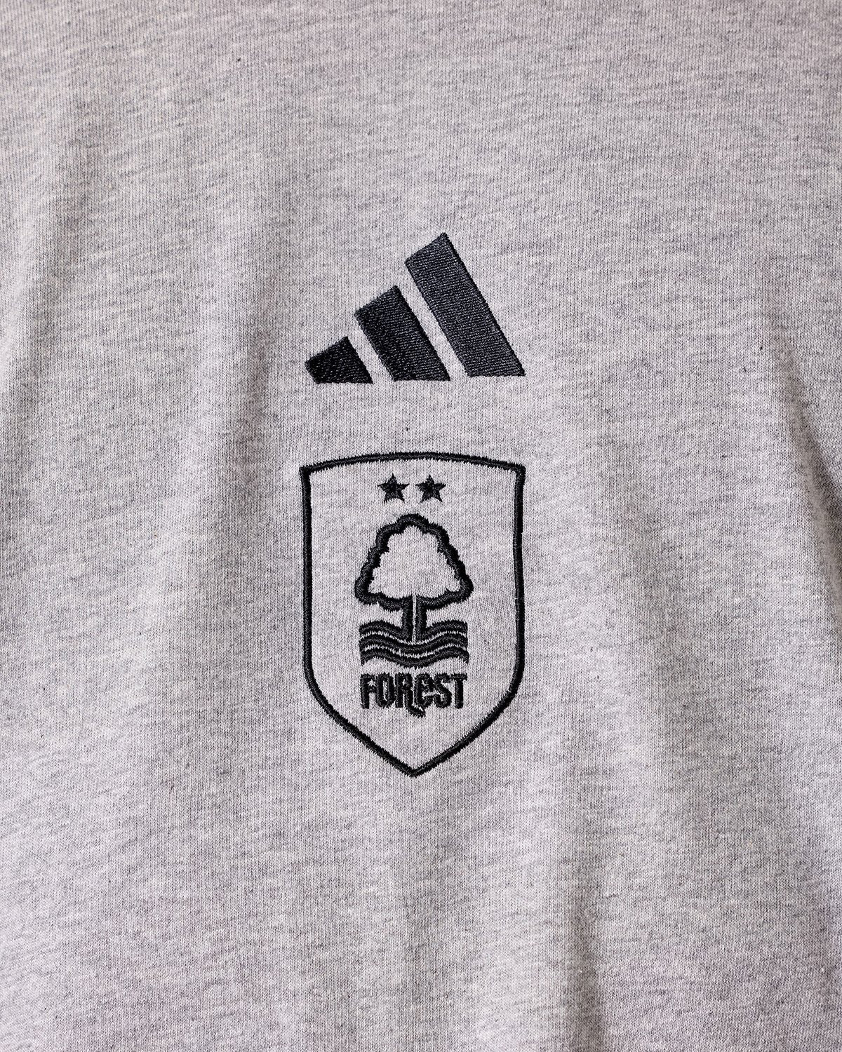 NFFC adidas Grey Marl 3-Stripe T-Shirt - Nottingham Forest FC