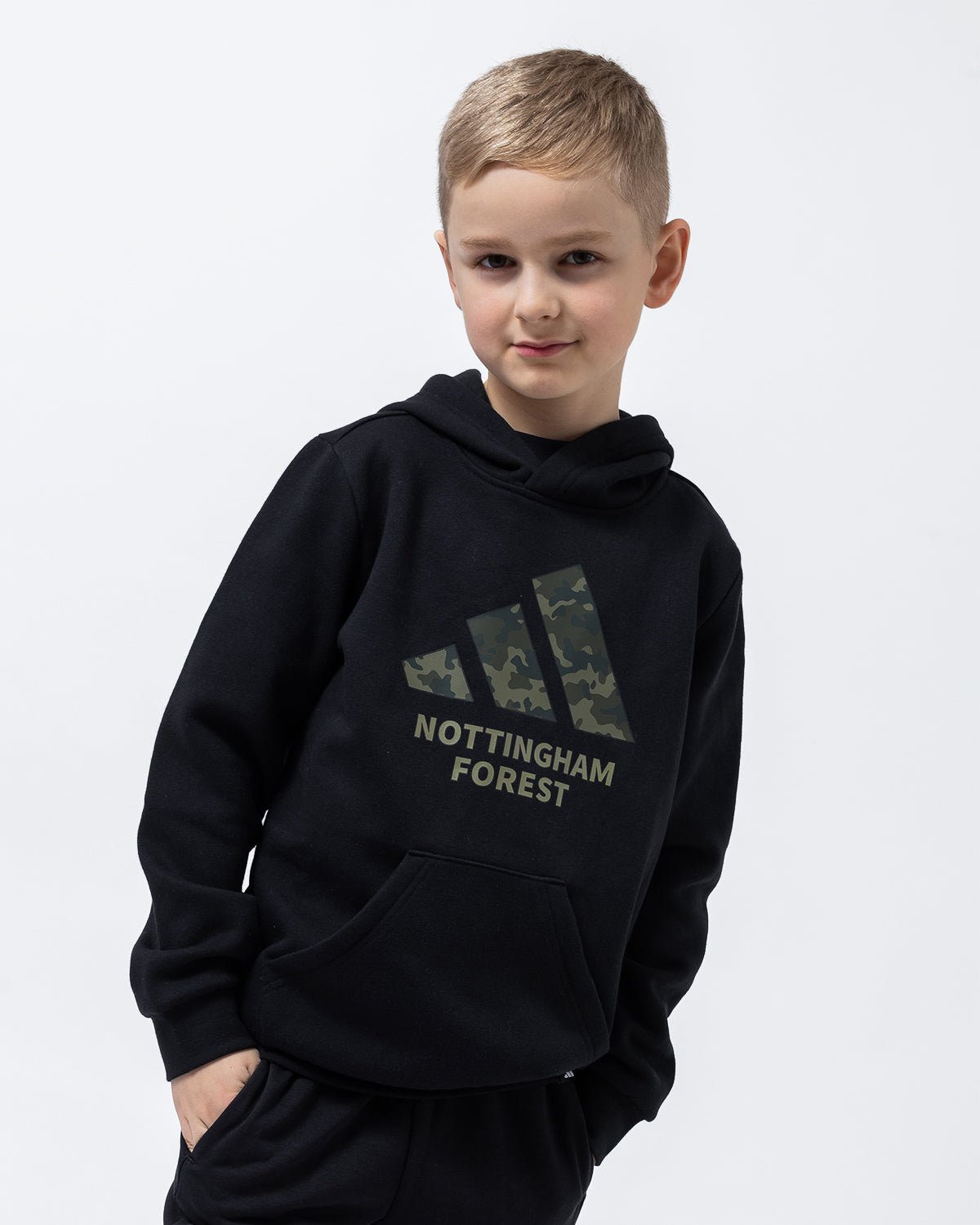 NFFC adidas Junior Black Camo Print Hoodie - Nottingham Forest FC