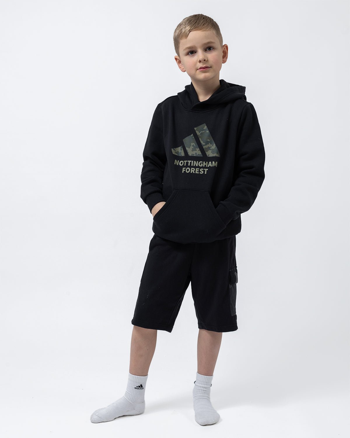 NFFC adidas Junior Black Camo Print Shorts - Nottingham Forest FC