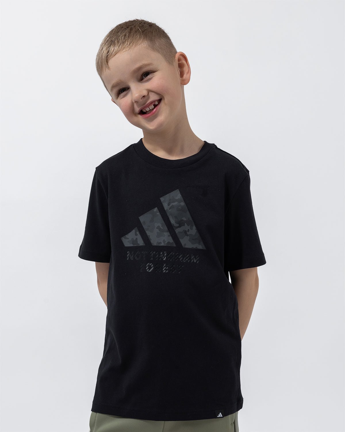 NFFC adidas Junior Black Camo Print T-Shirt - Nottingham Forest FC