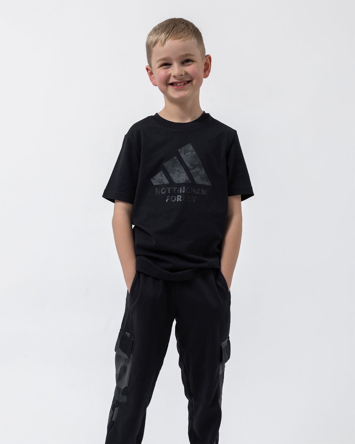 NFFC adidas Junior Black Camo Print T-Shirt - Nottingham Forest FC