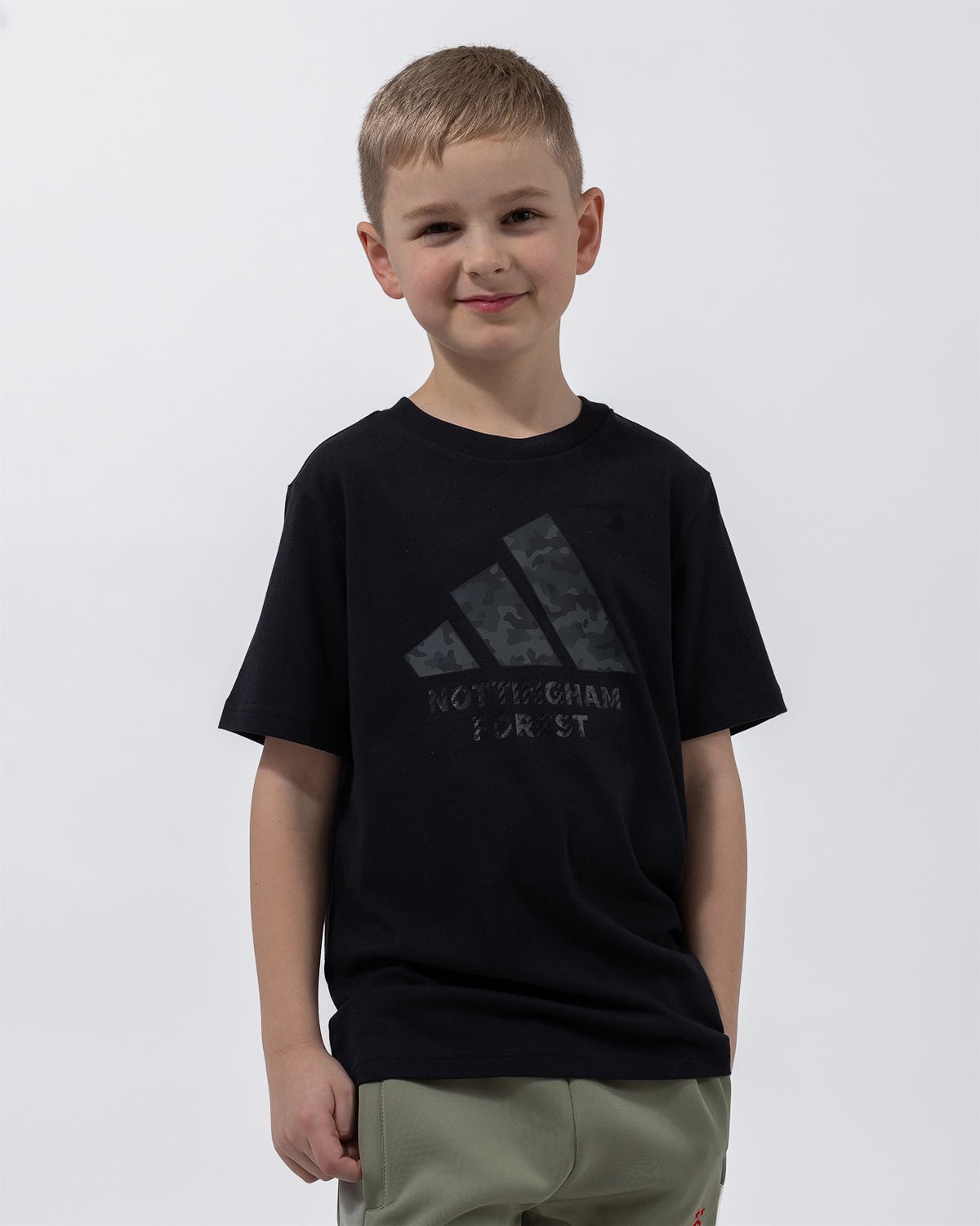 NFFC adidas Junior Black Camo Print T-Shirt - Nottingham Forest FC