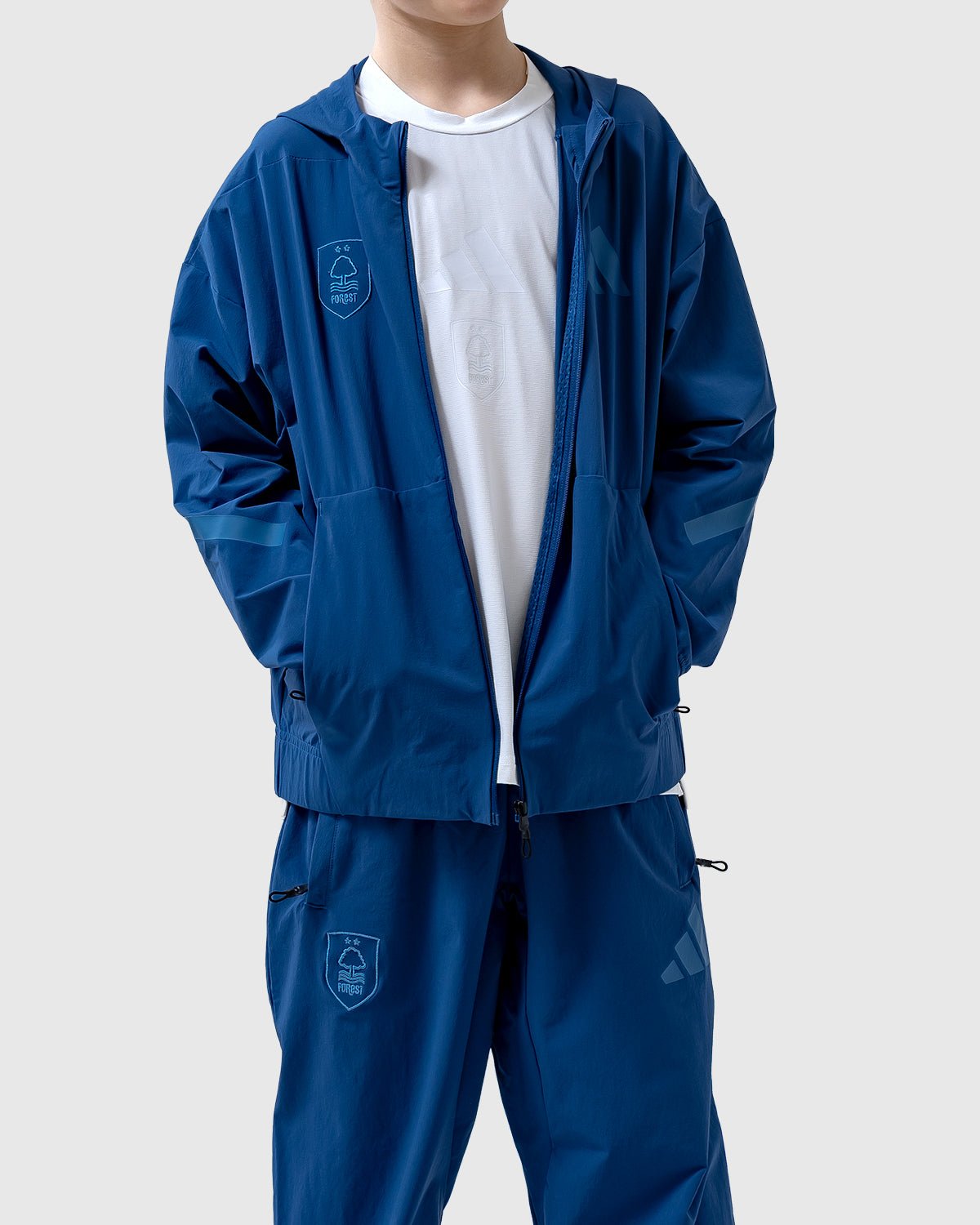 NFFC adidas Junior Dusky-Petrol ZNE Woven Track Top - Nottingham Forest FC