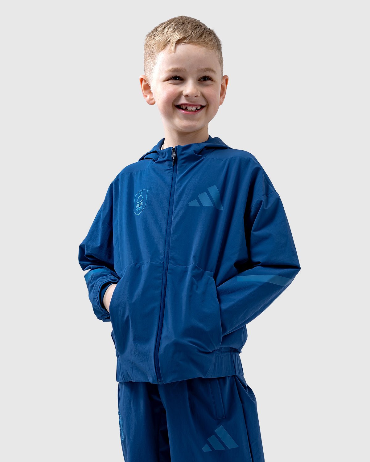 NFFC adidas Junior Dusky-Petrol ZNE Woven Track Top - Nottingham Forest FC