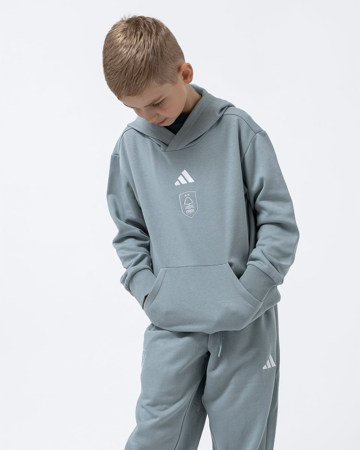 NFFC adidas Junior Sage Small Logo Hoodie - Nottingham Forest FC
