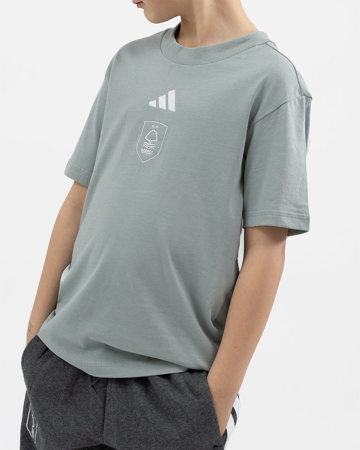 NFFC adidas Junior Sage Small Logo T-Shirt - Nottingham Forest FC