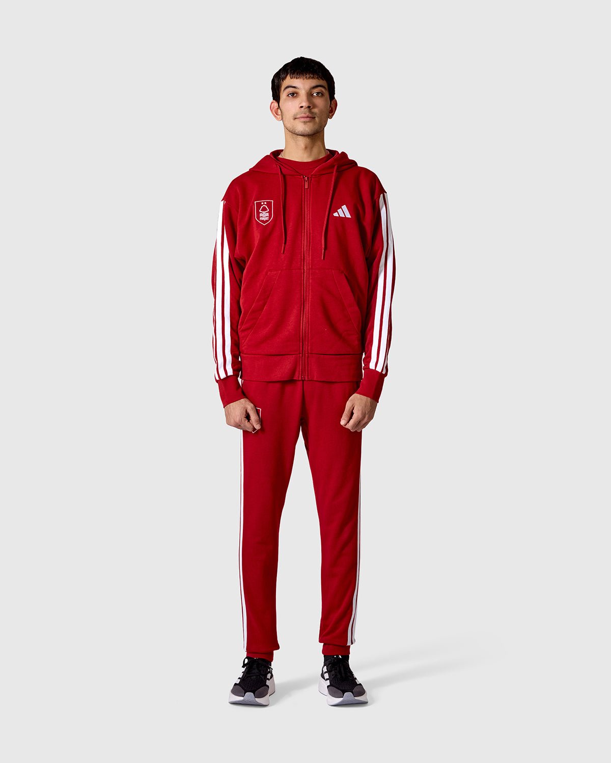 NFFC adidas Maroon 3-Stripe Full Zip Hoodie - Nottingham Forest FC
