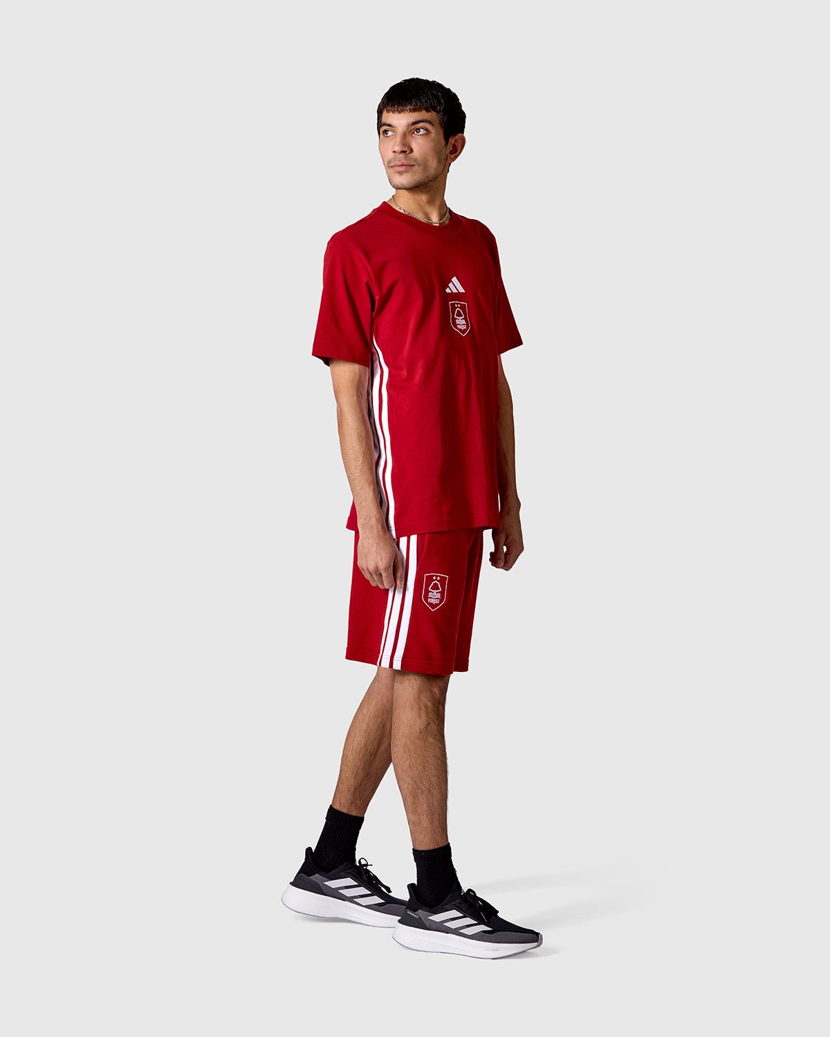 NFFC adidas Maroon 3-Stripe T-Shirt - Nottingham Forest FC